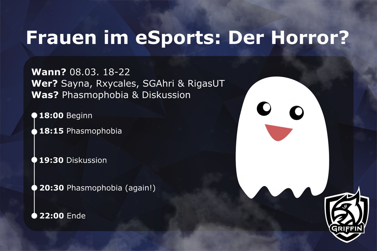 Women in eSports (@wiesports_wie) on Twitter photo Weltfrauentagstream mit <a href="/_GriffinGaming_/">Griffin Gaming Greifswald</a>
⌛️MIttwoch, 08.03., 18-22 Uhr
👻 <a href="/LolSayna/">Sayna</a> <a href="/ryxcales/">Ryxcales</a> <a href="/sgahri_/">Franzi | SGAhri</a> <a href="/RigasUT/">Rigas</a>
📺 twitch.tv/griffingamingg… Weltfrauentagstream mit <a href="/_GriffinGaming_/">Griffin Gaming Greifswald</a>
⌛️MIttwoch, 08.03., 18-22 Uhr
👻 <a href="/LolSayna/">Sayna</a> <a href="/ryxcales/">Ryxcales</a> <a href="/sgahri_/">Franzi | SGAhri</a> <a href="/RigasUT/">Rigas</a>
📺 twitch.tv/griffingamingg…