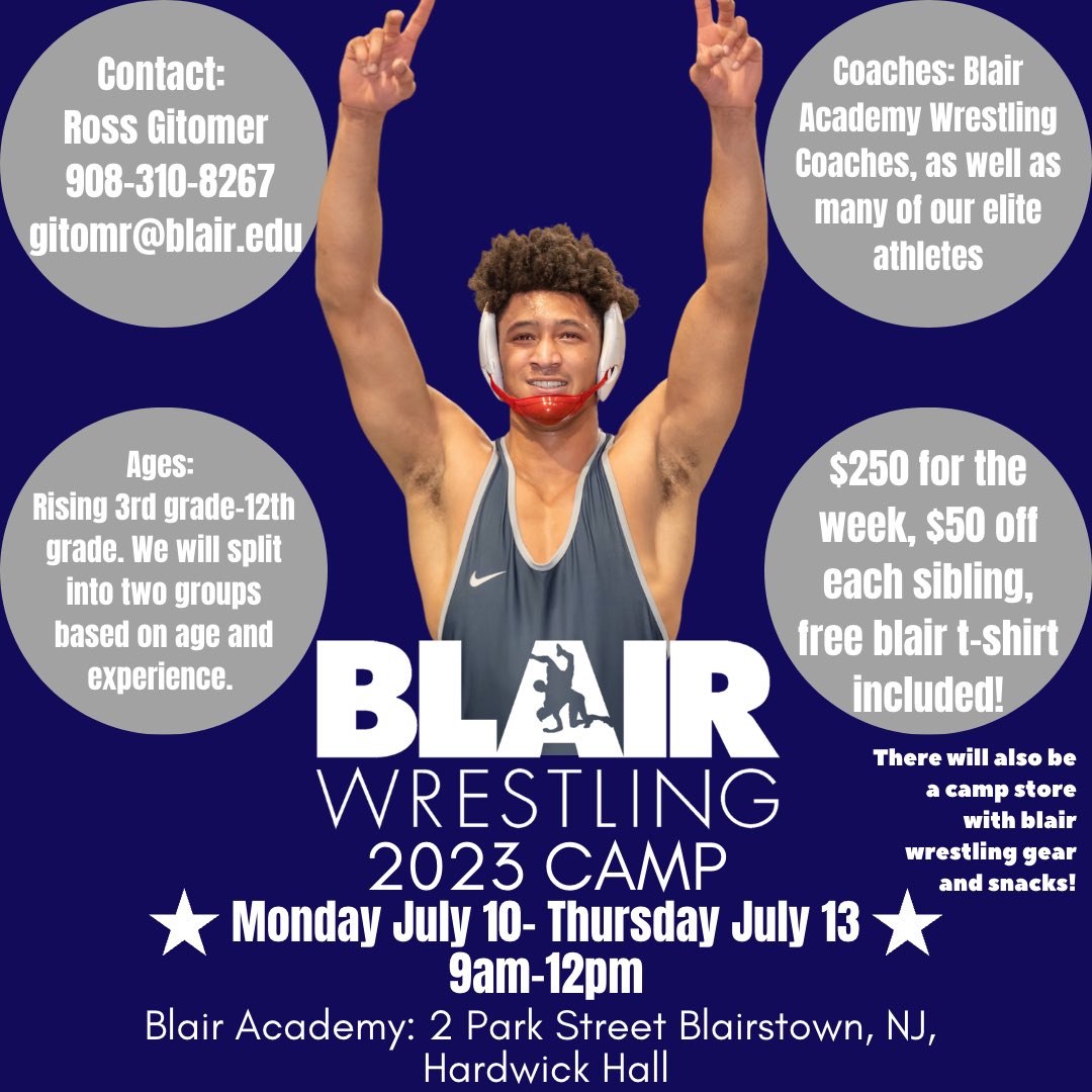 Sign up now for this summer’s Blair Wrestling Training Camp hosted at Blair Academy! blairwrestlingcamps.totalcamps.com/shop/product/1… #gobucs