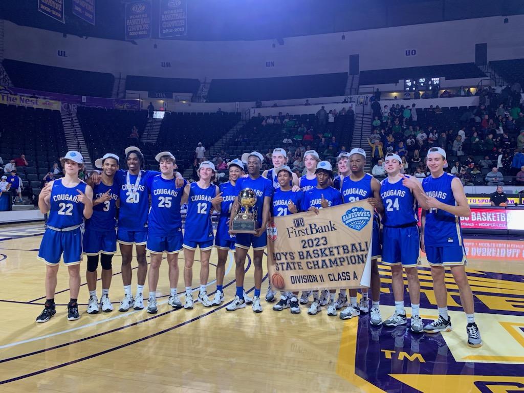 TSSAA's tweet photo. Congratulations to Goodpasture on winning the 2023 Division II-A Boys BlueCross Basketball Championship #BlueCrossHoops @GCS_Cougars @GCSsportstweets https://t.co/SFUQezFtJY