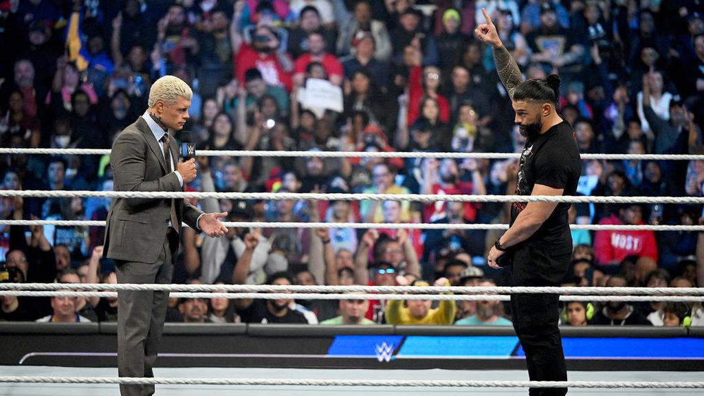 ShanKha93028938's tweet image. Roman reigns and Cody Rhodes face to face #SdLive