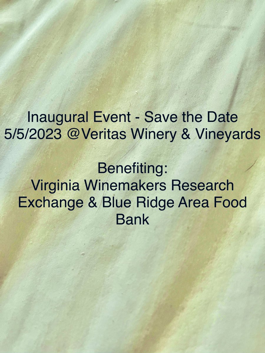 Excited about this new non-profit, Virginia Wine Benefit <a href="/vawinebenefit/">Virginia Wine Benefit</a>, which combines the industry I love, VA Wine, with charitable acts within &amp; outside of the industry.

Follow them on Insta &amp; Facebook.

Save the date for inaugural event Friday 5/5/2023 at <a href="/VeritasWinery/">Veritas</a>!