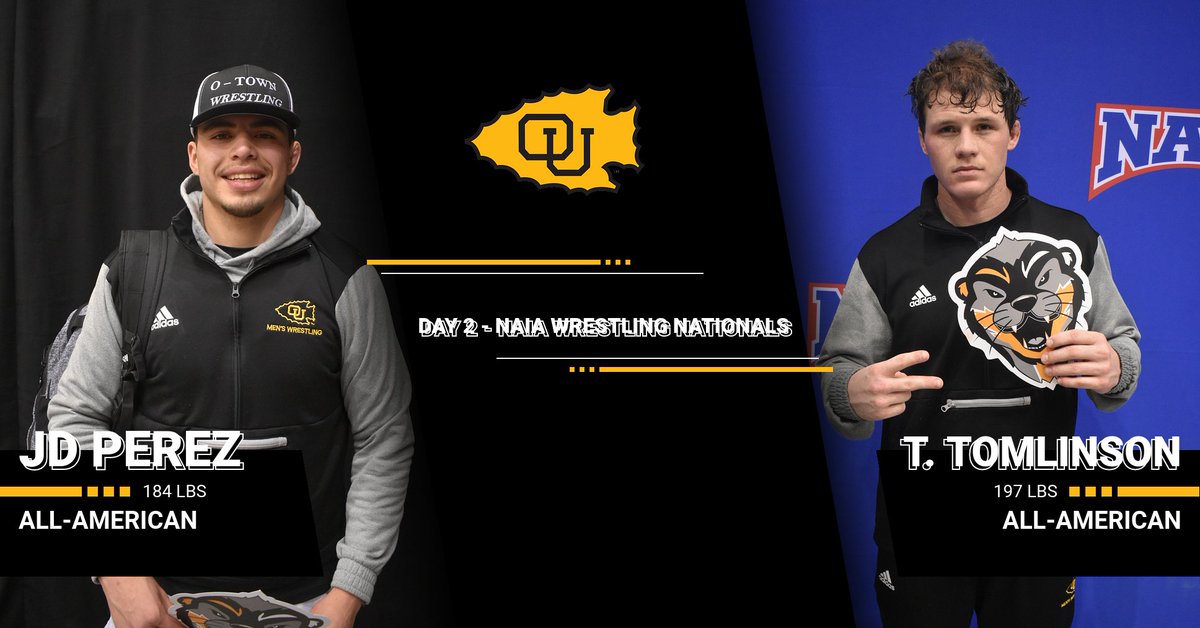 Braves Athletics (@bravesathletics) on Twitter photo DAY 2!!!
JD Perez and Tucker Tomlinson <a href="/OuBravesMwr_Wwr/">Ottawa University Braves Wrestling</a> look to improve on their top-8 All-American status on day two of the NAIA Men's Wrestling National Championships. JD is up soon at 184lbs, followed by Tucker at 197lbs. DAY 2!!!
JD Perez and Tucker Tomlinson <a href="/OuBravesMwr_Wwr/">Ottawa University Braves Wrestling</a> look to improve on their top-8 All-American status on day two of the NAIA Men's Wrestling National Championships. JD is up soon at 184lbs, followed by Tucker at 197lbs.