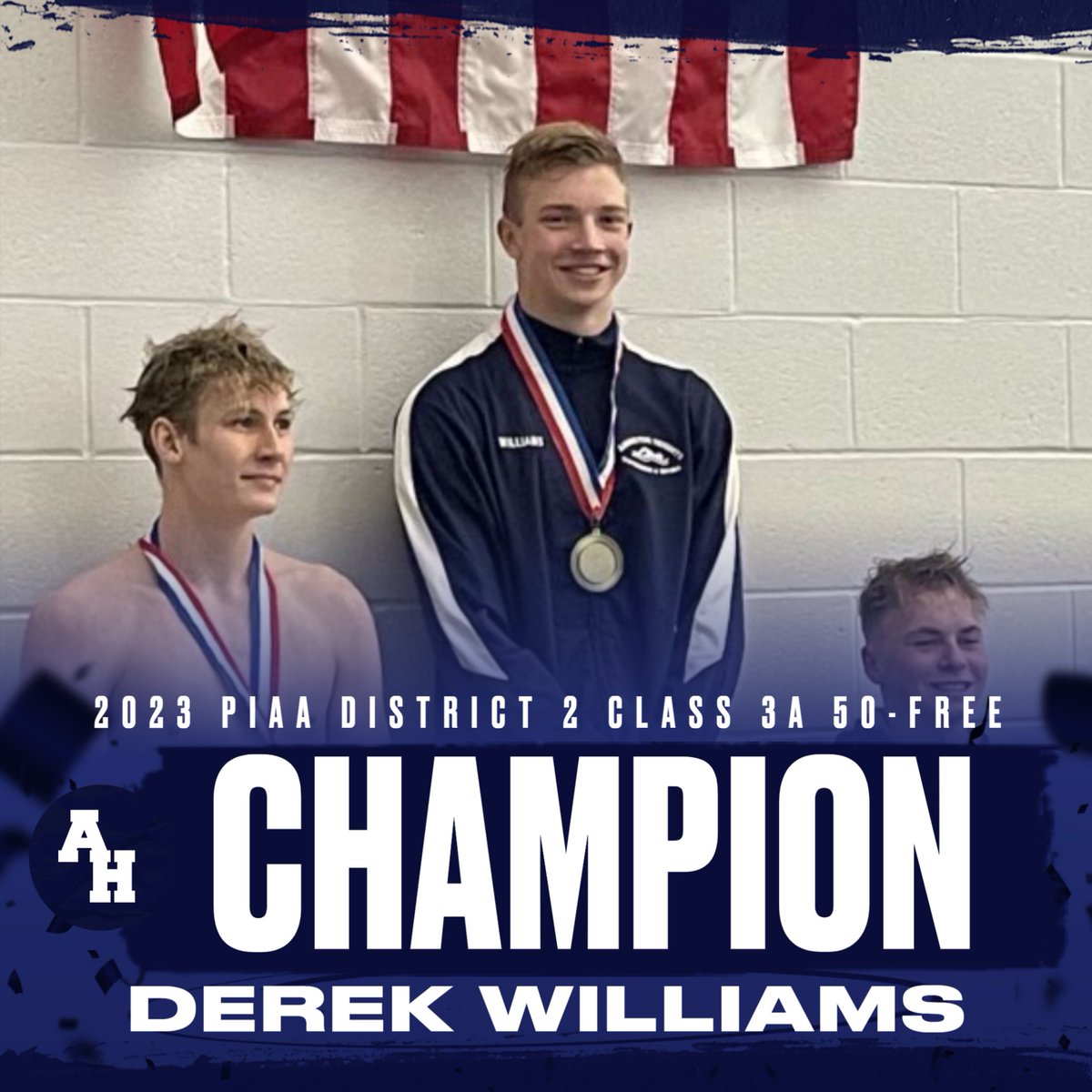 Congratulations to Derek Williams who won the 50 Yard Freestyle PIAA District 2 3A Championship yesterday with a time of 22.55! Derek has qualified for States and will compete today (Day 2) in the 100 Yard Freestyle &amp; 4x100 Freestyle Relay @ Wilkes-Barre Area HS. 

#GoComets☄