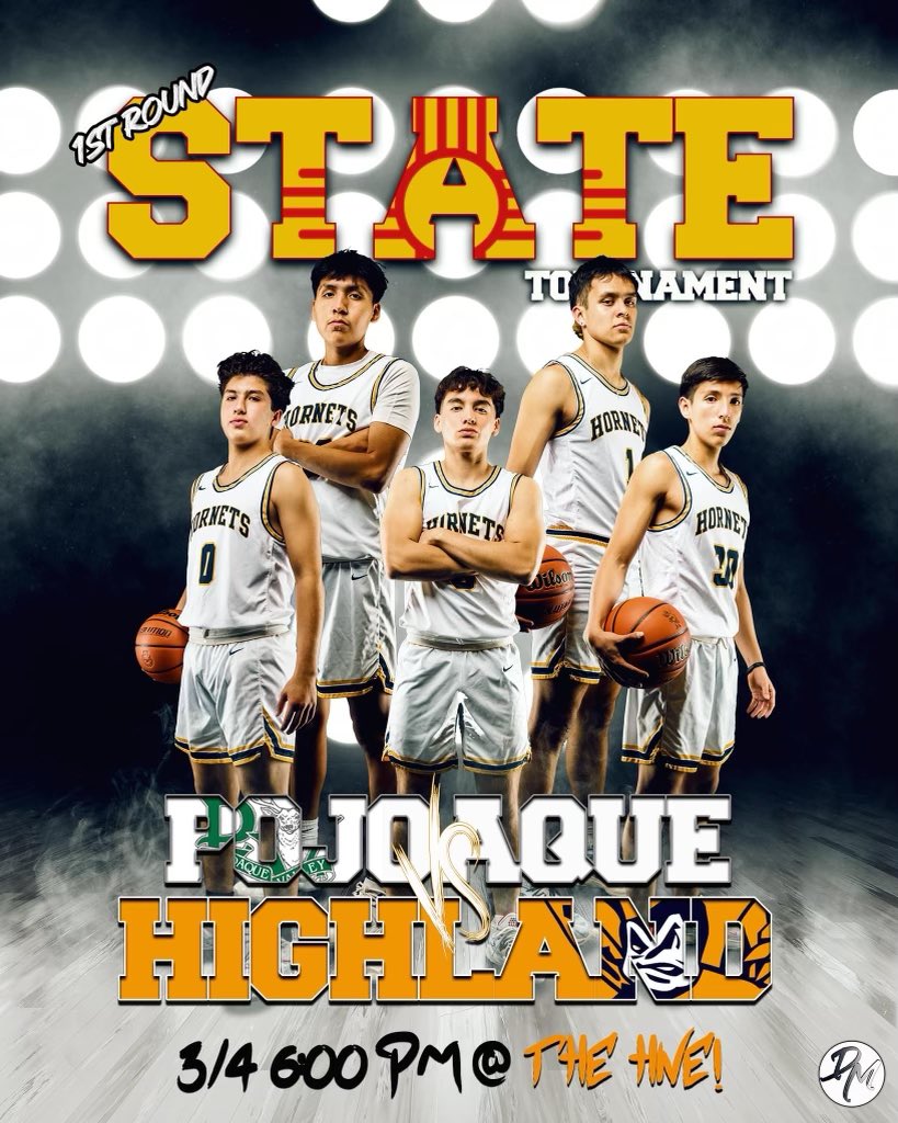 🚨🚨GAMEDAY🚨🚨
@_NMAA State Tournament 
4A First Round
🆚 #15 Pojoaque Valley
📍 The Hive
⌚️ 6:00 PM
📺 @NFHSNetwork @ProViewTV 

#LetsGoHornets #TogetherAsOne 
🏀🐝🏀