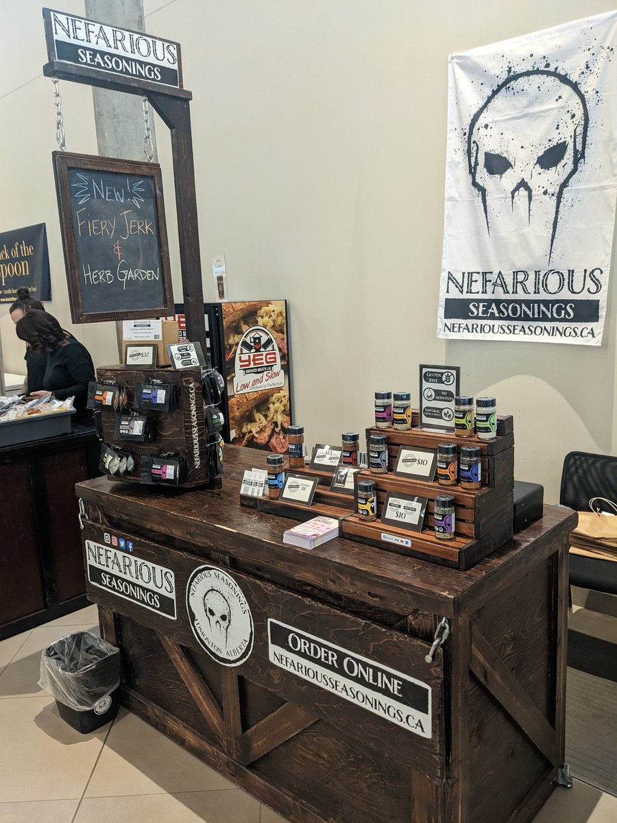 NefariousSpices's tweet photo. NOSH food fest starts today!!!

We are located right beside our friends @yegsmokedmeats .

We have all our seasonings to sample. Come early!!

401 festival lane Sherwood park
Sat 10-5
Sun 11-4

#noshfoodfest #wickedgood #yeg #sherwoodpark #yeglocal https://t.co/6EMGwiDW9Y