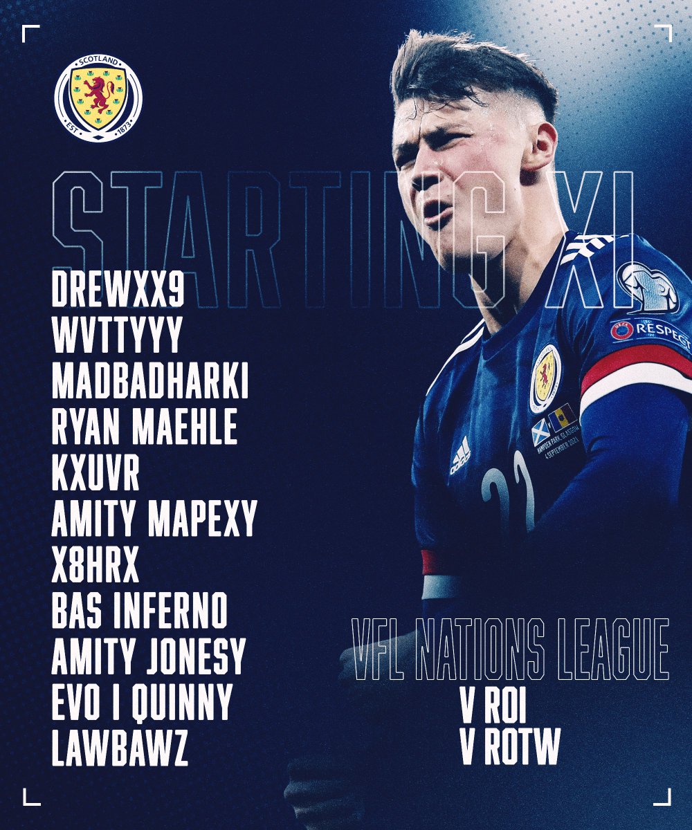 VFL Scotland Line up for tonights games.

GFX <a href="/KNZIM8/">🏴󠁧󠁢󠁳󠁣󠁴󠁿</a> 

<a href="/TheVFL_/">VFL</a> <a href="/lawbawz/">Lawbawz</a>