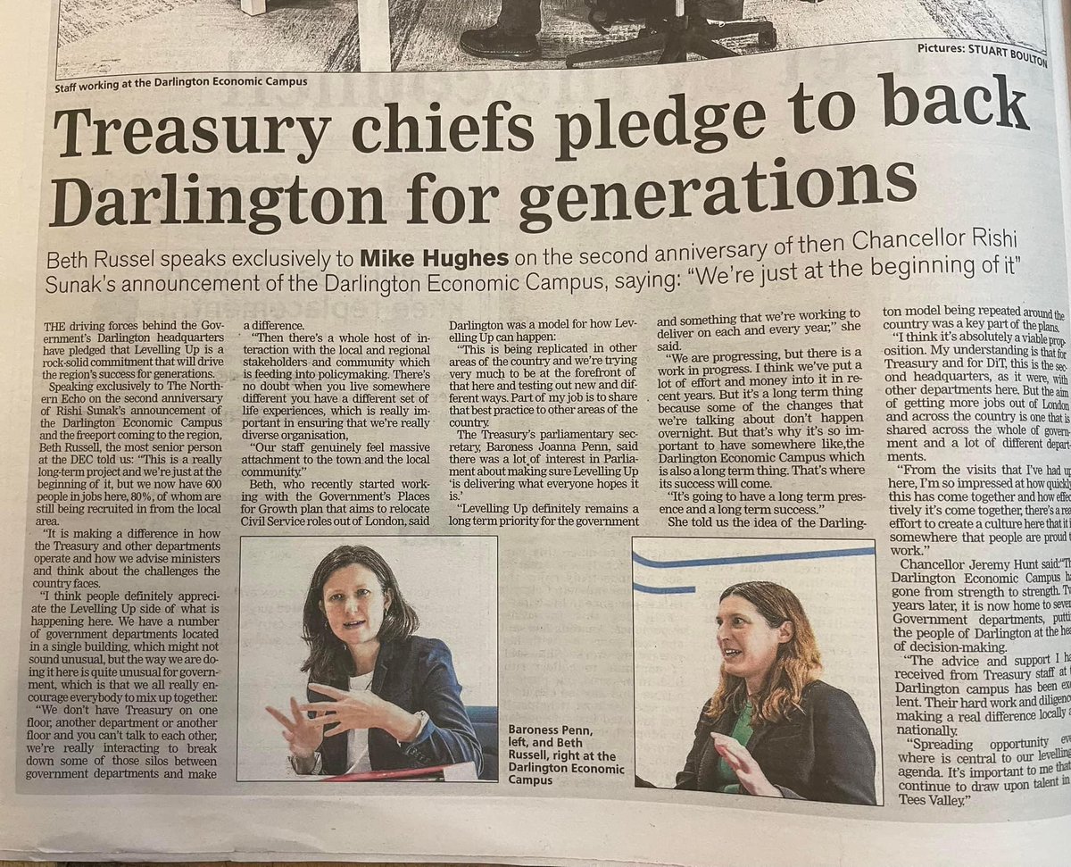 BenHouchen's tweet image. Two years of Treasury in Darlington🙌

So what’s happened since then:

👨‍💻500 staff employed
👩‍💼80% of jobs have gone to local people
❤️Local people at heart of Govt policy making

Proving that we are creating good quality well-paid jobs of all kinds in our area🙏

#StayLocalGoFar