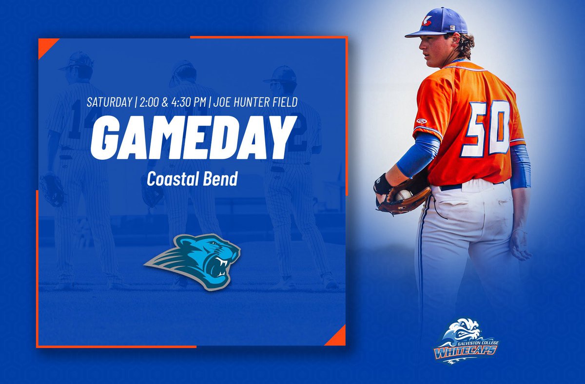 Double header from South Texas 🆚 @CBCBaseball2 ⏰ 2:00 & 4:30 PM 📍 Beeville, TX 🏟 Joe Hunter Field 📺 tsbnsports.com/galveston-vs-c… #IslandBoys X #GameDay