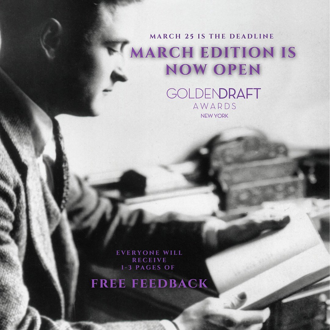 March Edition is NOW OPEN!

Submit via 
Filmfreeway.com/gda

EVERYONE WHO SUBMITTED
WILL RECEIVE 1-3 pages of
FREE FEEDBACK!

#screenwriter #screenwritertwitter #screenwriting #screenplay #shortstory #flashfiction #prewga #writerscommunity #5amwritersclub #5amwritingclub