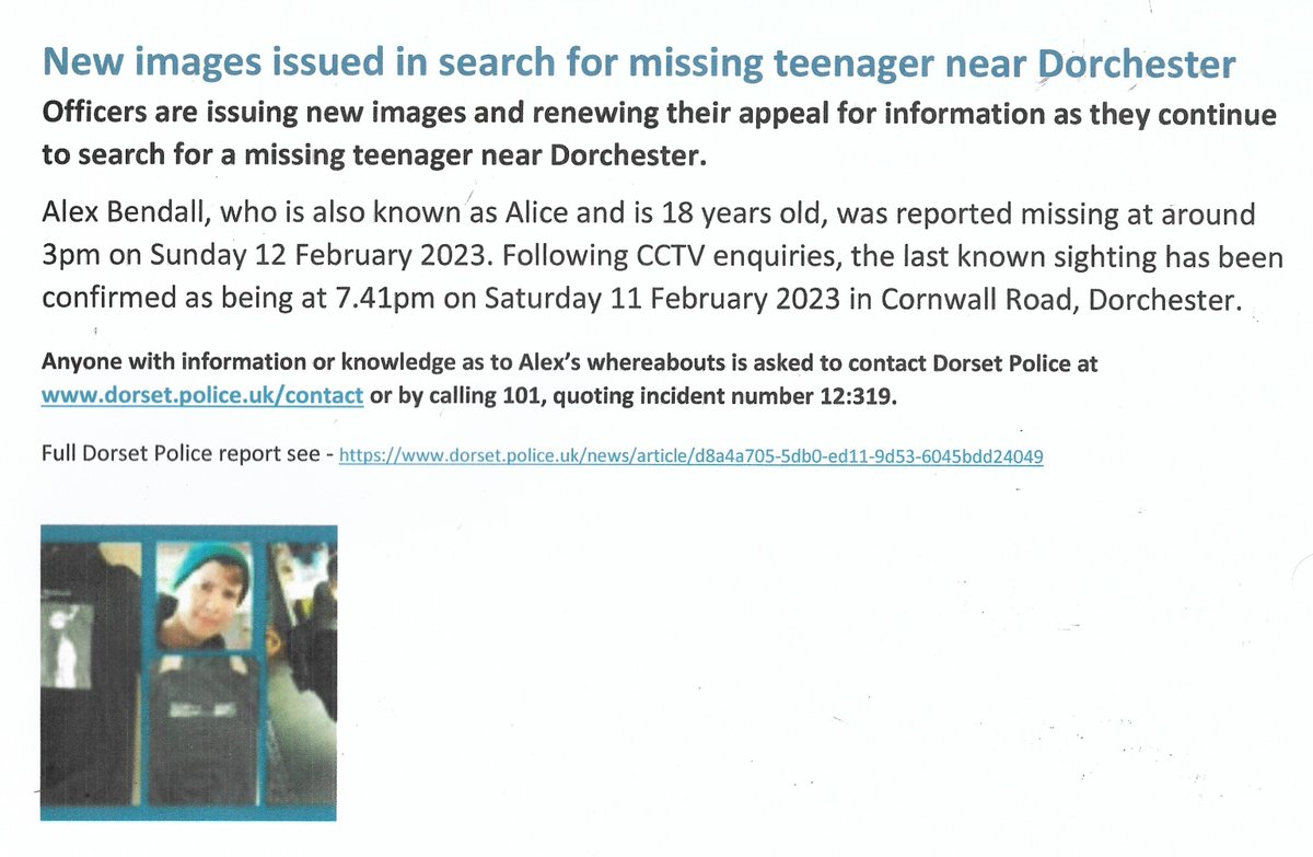 PLEASE re tweet thanks

<a href="/dorset_eye/">Dorset Eye (Independent Citizen Community Media)</a> <a href="/DorsetLive_/">Dorset Live</a> <a href="/helpandkindness/">#HelpAndKindness</a> @DorsetLGBTVoice <a href="/westdorsetmag/">The West Dorset Magazine</a> @SpaceDorset @TransPrideSW <a href="/MindlineTrans/">Mindline Trans + 🏳️‍⚧️🇬🇧📞</a> <a href="/otrbournemouth/">Over the Rainbow</a> <a href="/NHSDorset/">NHS Dorset</a> <a href="/transradiouk/">Trans Radio UK - Support Trans Kids</a>

#Dorchester #Dorset #LGBT 

Full Dorset Police report with photos see - dorset.police.uk/news/article/d…