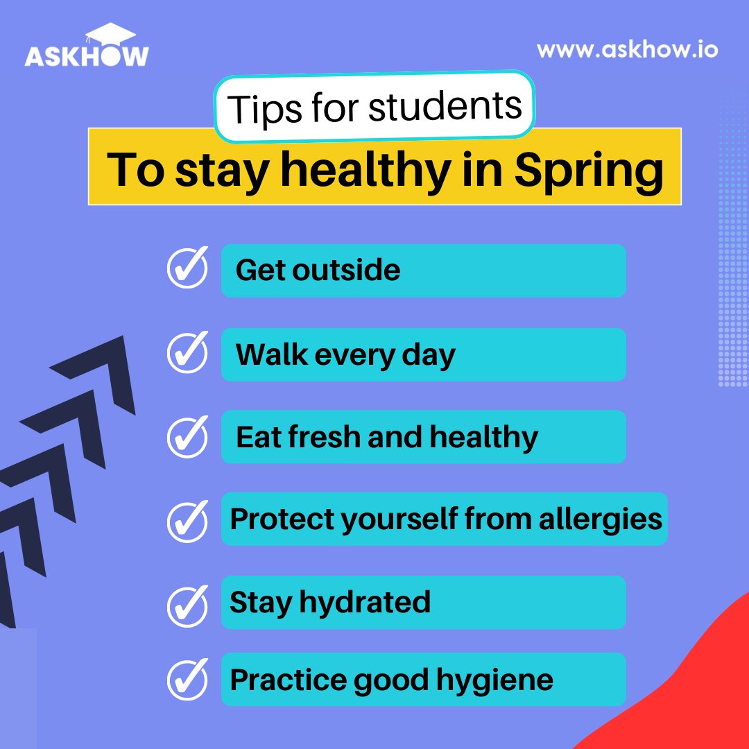 Staying #healthy is important for everyone, especially for #students. Here are some #tips to stay healthy while studying in the UK..

#tipstostayhealthinspring #StudentWellbeing #education #healthyspring #London #elearning #studentbenefits #learning #londonschools