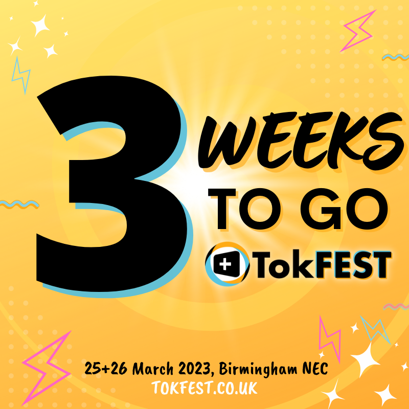 3 WEEKS UNTIL TOKFEST!! 😱
Meet &amp; Greet Lottery Selections open MARCH 9TH! Make sure you have your tickets ready before to choose your Meet &amp; Greets at this year's event ⏰ 👀

See you all in 3 weeks! 🤩 25/26 March, NEC Birmingham! Tickets &amp; Info at TokFEST.co.uk! 🔥