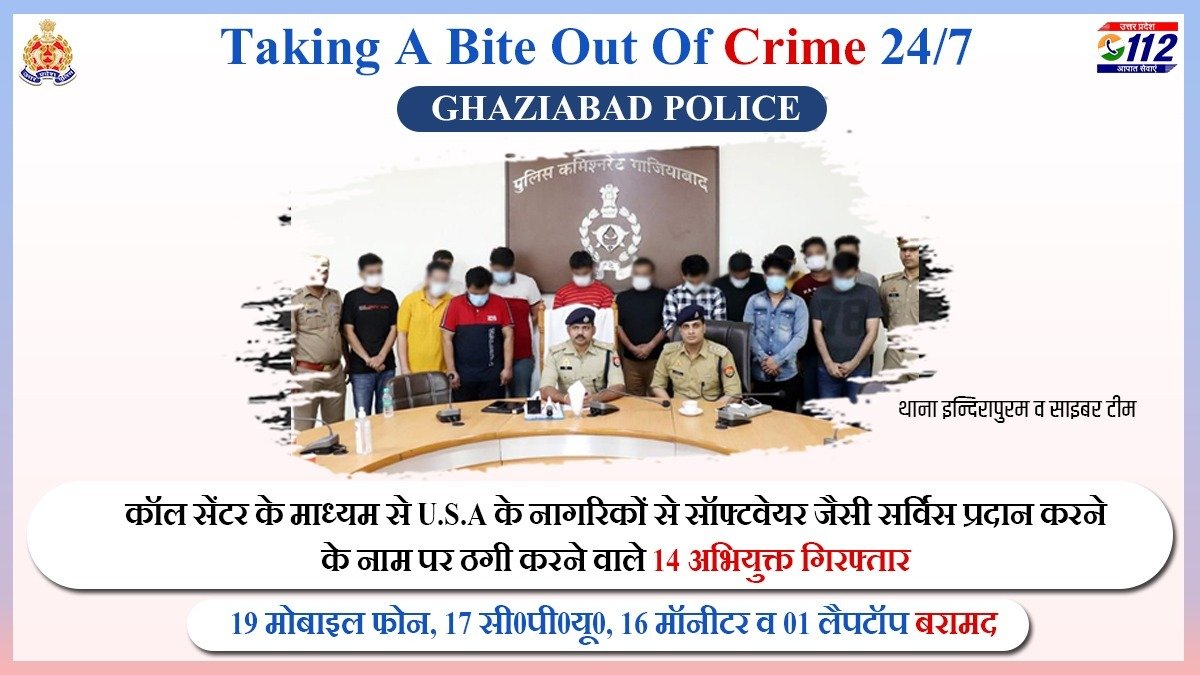 Ending the ‘Smoke &amp; Mirror’ of scammers-Fourteen accused involved in scamming U.S. citizens through a call center by providing software-related services have been arrested by <a href="/ghaziabadpolice/">POLICE COMMISSIONERATE GHAZIABAD</a>. Mobile phones,CPUs,monitors &amp; laptops were seized from their possession.
#WellDoneCops