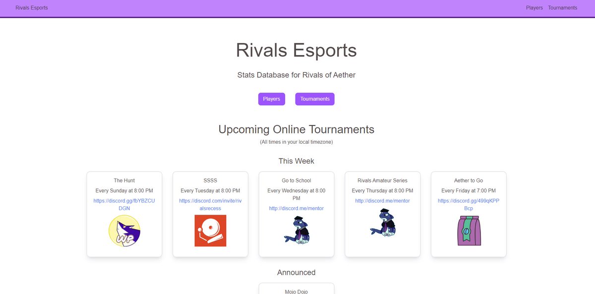 RIVALS ESPORTS IS LIVE

The new hub for Rivals of Aether esports stats and online events

rivalsesports.com