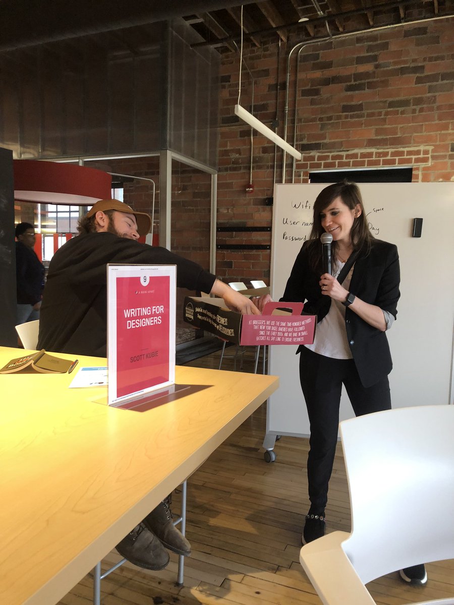 We’re having some great raffle prizes today! 5 digital copies of “Writing for Designers” by our very own Scott Kubie! And “Understanding, Understanding” by Richard Scott Wurman!