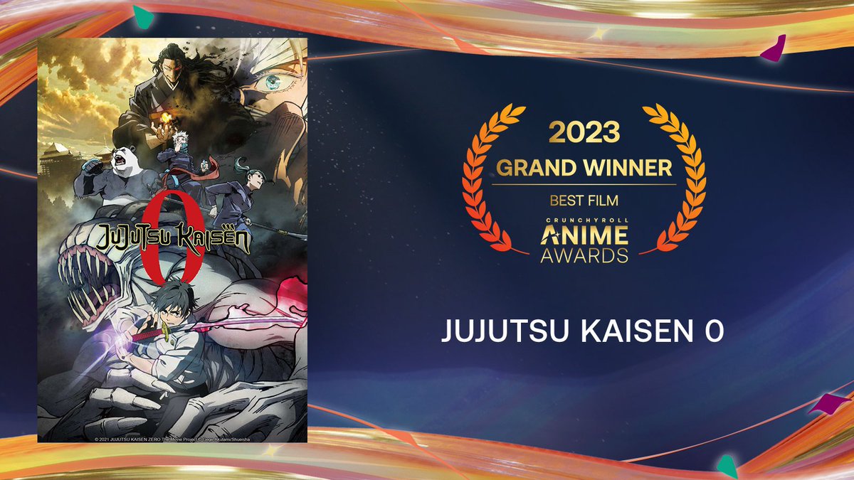 Jujutsu_Kaisen_'s tweet photo. JUJUTSU KAISEN 0 is the grand winner of BEST FILM at the 2023 #AnimeAwards!! ✨ https://t.co/bJIdgcAZTO
