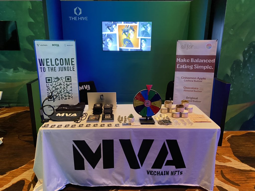 mikeyleo_00's tweet photo. Welcome to the Jungle! 🦍 🌴 

HiVe Summit - Las Vegas! 

The @madvapesnft booth looking 🔥

#VeChain #NFTs #Sustainability https://t.co/846nlYy5P6