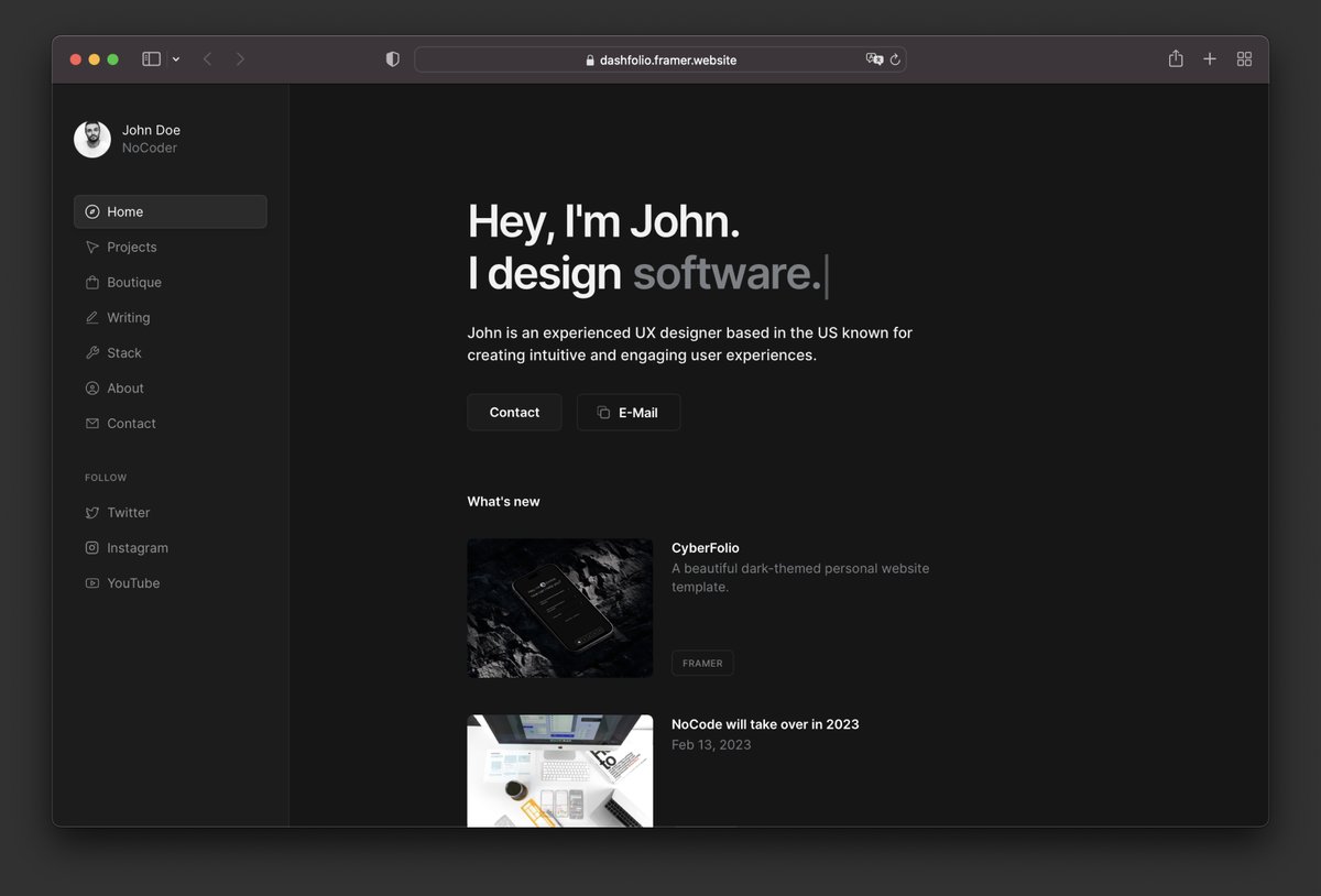 cedric_design's tweet photo. Another weekend, another great possibility to start building your portfolio website in @framer!

If you are new to Framer, I can recommend using a premium template like my DashFolio, which allows you to add your work, sell products, add your stack and write a blog.

More info 👇 https://t.co/ufqM8dNBbN