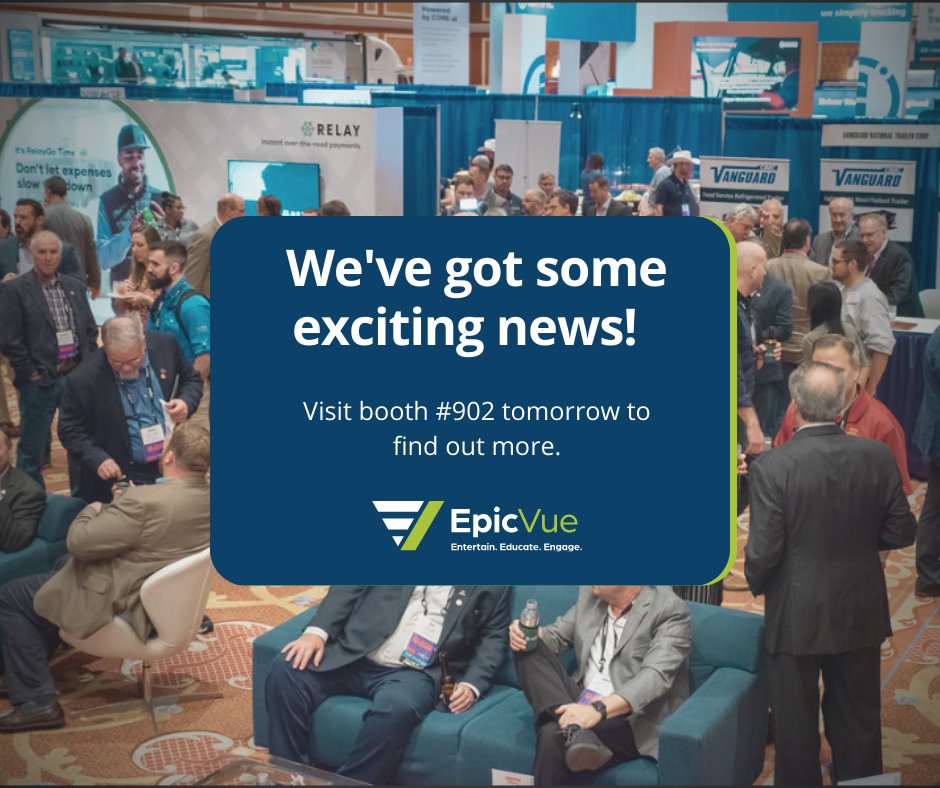 It’s finally here! Stop by booth # 902 tomorrow for amazing #surprises and learn how #EpicVue is shaping the future for fleets across the country. We all love swag, so don't forget to take yours!  

#truckload2023 #TCA2023 #truckload2023 #EpicVue #truckloadstrong #Orlando