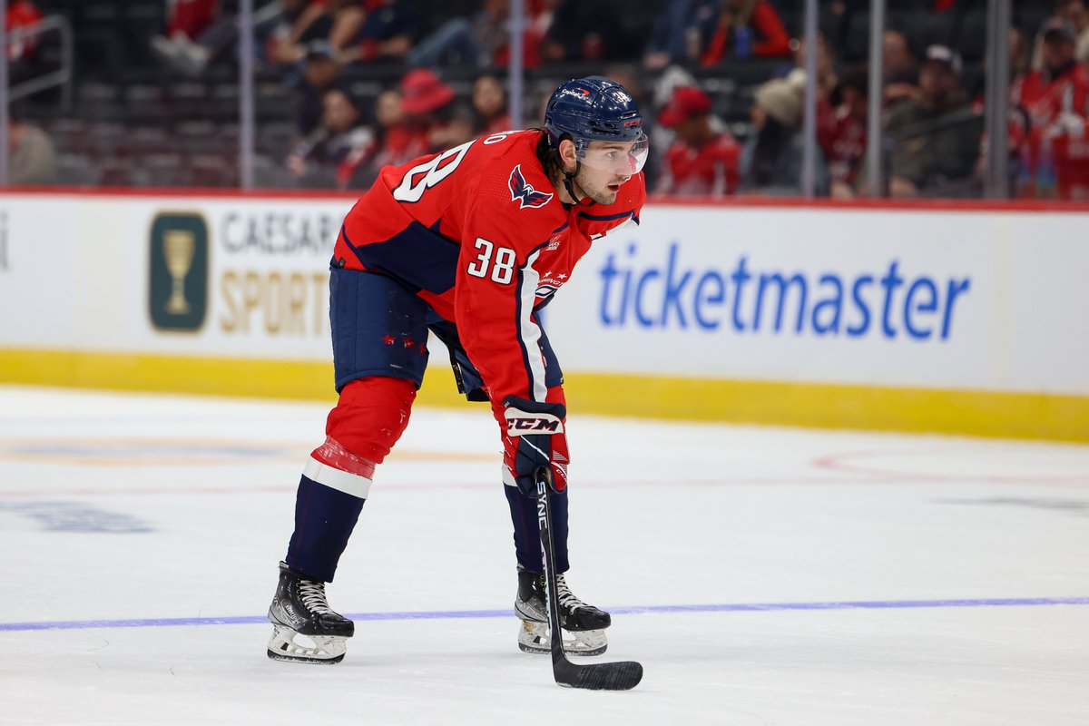 CapitalsPR's tweet photo. CAPS TODAY: Defenseman Vincent Iorio will make his NHL debut today vs. San Jose. Iorio, the 55th overall pick in the 2021 NHL Draft, will become the fourth defensemen from his draft class to make his NHL debut (Owen Power, Brandt Clarke, J.J. Moser). https://t.co/HecIC0Fa5z https://t.co/107KkFrsYr