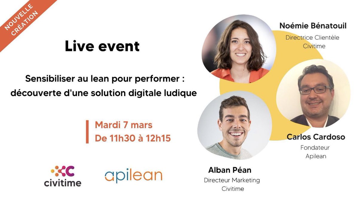apilean's tweet photo. 🎲 Un jeu digital sur le #lean ! 
Découvrez le gratuitement en vous inscrivant ici : https://t.co/Opx5vgc9fR

🗓️ 7 mars à 11h30 https://t.co/wRpdLpuwtD