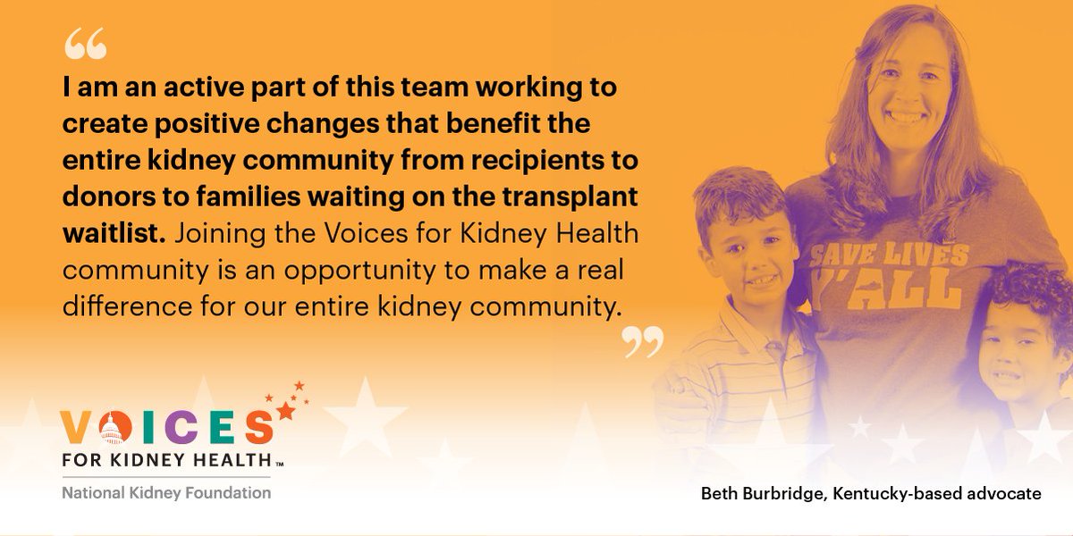 NKF_Advocacy's tweet photo. Voices like @beth_burbs and yours can save lives. Join the Voices for Kidney Health community to help advocate for policies that will help prevent kidney disease, and ensure quality care and a lifesaving transplant for everyone who needs it. #MyKidneyVoice https://t.co/sEZsnPUKUT https://t.co/3nGIFDbrbV