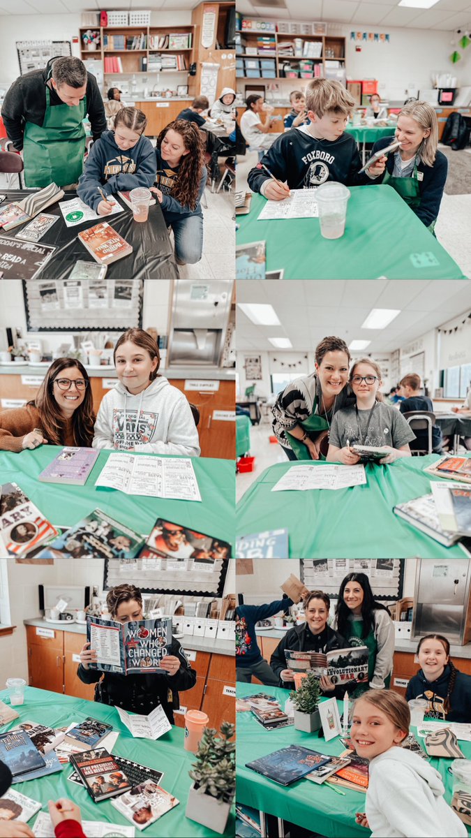 The StarBOOKS Café book tasting was everything! Students enjoyed sipping and tasting 5 different genres of books on #ReadAcrossAmericaDay. 📚💚🖤☕️ A day to remember! #learnwithahern <a href="/AhernMiddle/">Ahern Middle School</a> <a href="/FPS_Literacy/">Karen MacKinnon</a> <a href="/FoxboroughPS/">FoxboroughPS</a>