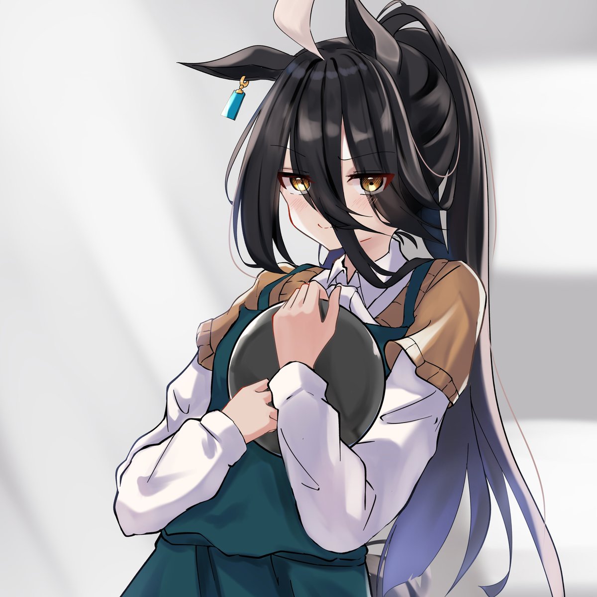 manhattan cafe (umamusume) 1girl horse ears animal ears black hair solo long hair horse girl  illustration images