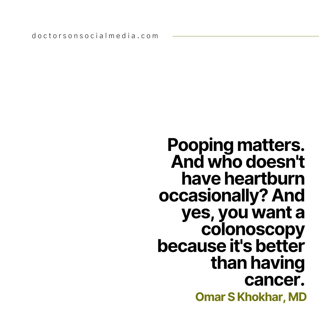 somedocs's tweet photo. We couldn't help but share this quote, from a new member and verified doctor, whose profile is now nestled inside our Databank. How cool is this doc? We'd definitely schedule our colonoscopy with him. #poopingmatters https://t.co/XEnpWLUga5