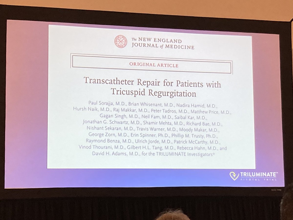 HollyGHeartMed's tweet photo. Exciting results, #TriClip shows significant reduction in TR after one year and improved QOL, low op risk. More work to be done in this space and q’s to be answered! #structuralimaging #ACC2023 #TEER #forgottenvalvenomore @NEJM https://t.co/OSPe1lFRUo