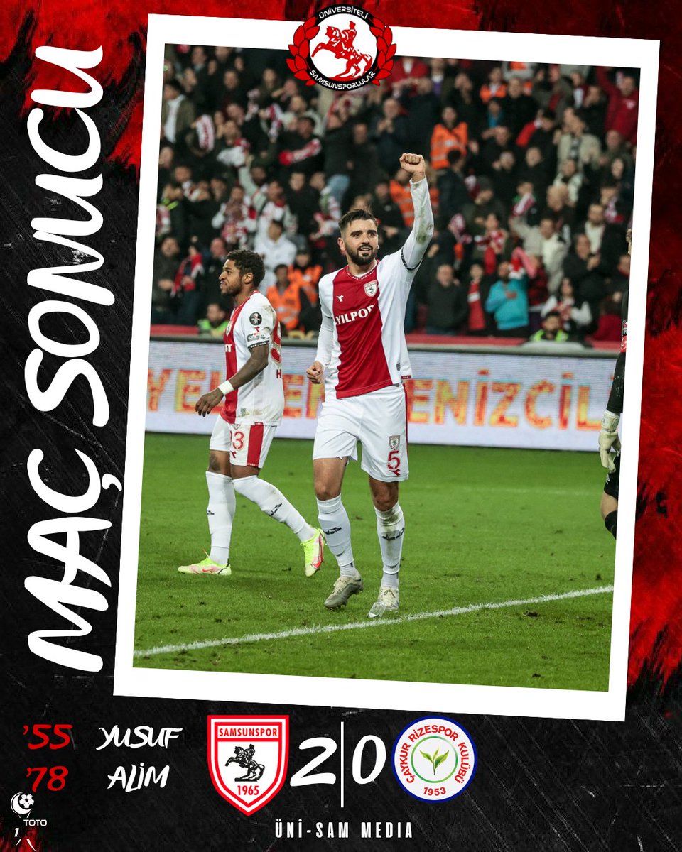 UniSam1965's tweet photo. MAÇ SONUCU | SAMSUNSPORUMUZ 2-0 ÇAYKUR RİZESPOR

#Samsunspor #ÜniSam https://t.co/EA5AtNkWnF