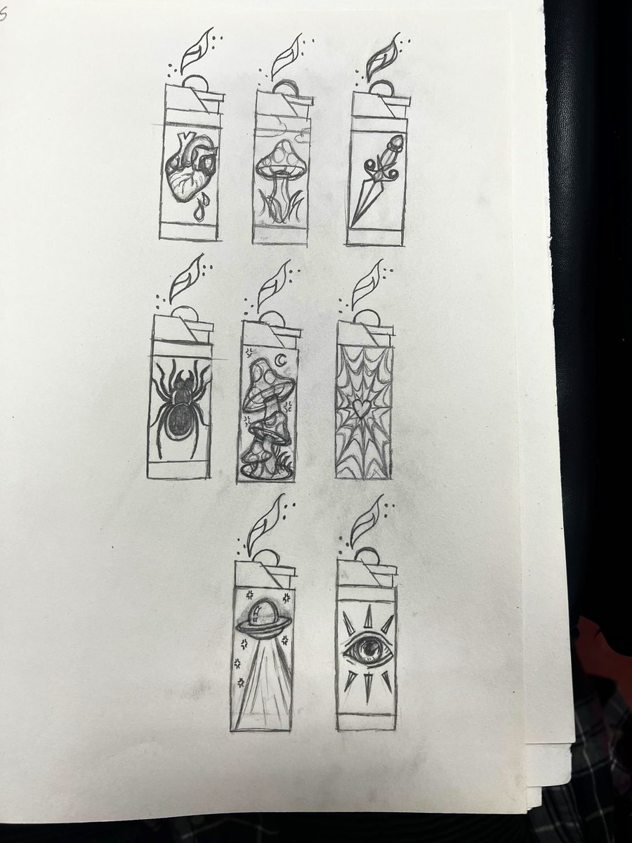 brainstorming some flash sketches

#tattoo #design #lighter #tattooartist #knife #spider #mushroom #heart #alien #eye