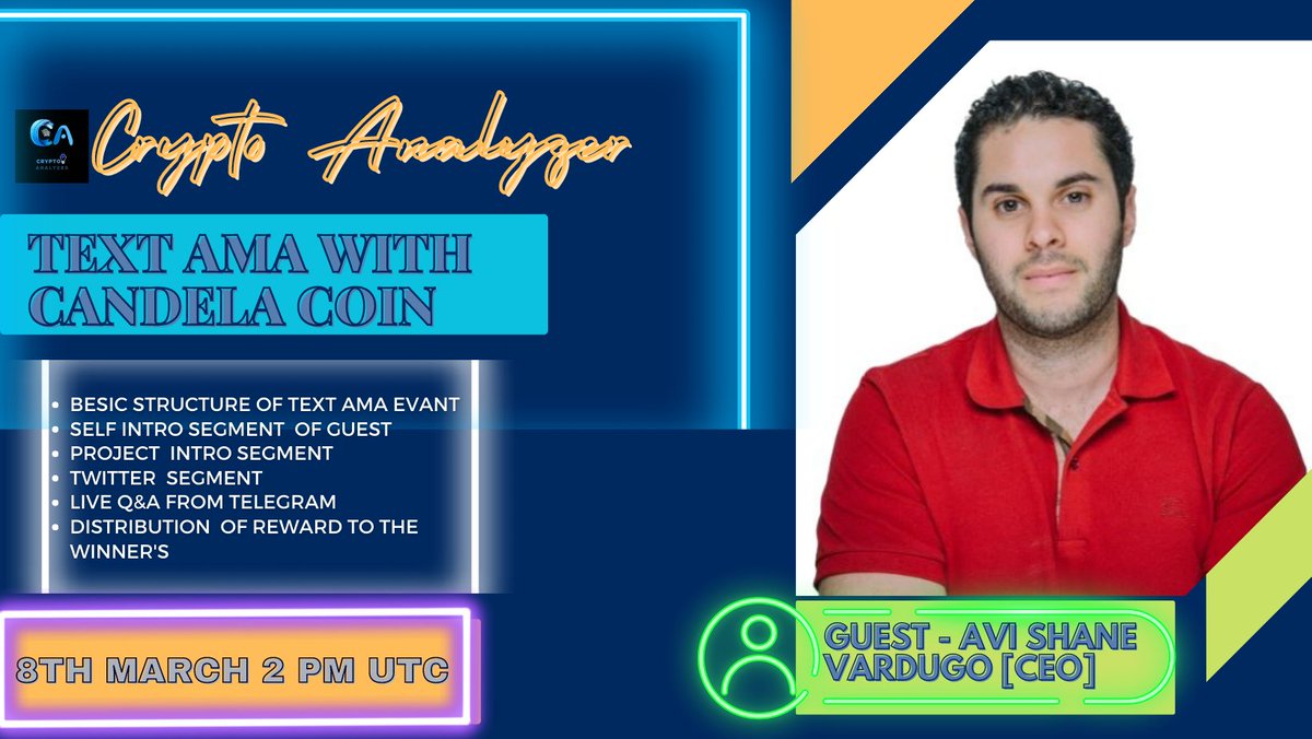 🎙️We're pleased to announce next #AMA With @candelacoin ON 8th march at 2PM UTC 💰Rewards Pool:25usdt 🏠Venue:@CRYPTOANALYZER777 〽️Rules: 1⃣ Follow @CRYPTOANALYZER0 & @candelacoin 2⃣ Like & RT 3⃣ Tag 3 Friends (Max 3 questions