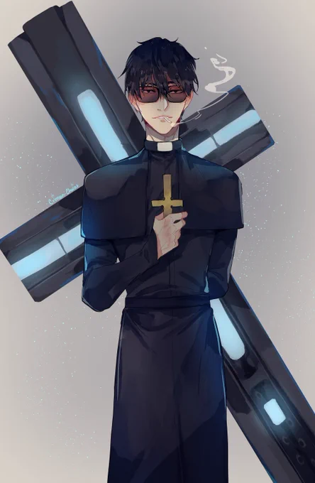 I know he's not a priest anymore in the new one, but, still wanted to draw him in priest garb! XD 