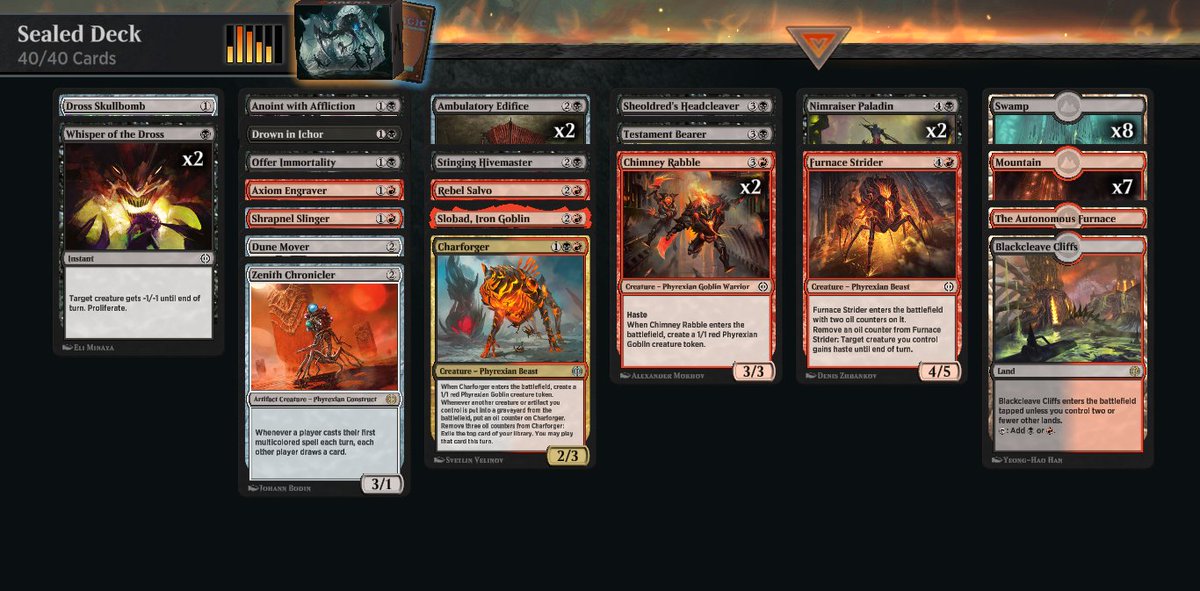 mtg_drew's tweet photo. Don't need bomb rares if they're dead ^^. 7-2 in the Arena Open Day 1 on my first bullet (only 7 fewer than last time)! #MTG https://t.co/FSi011Gg4O