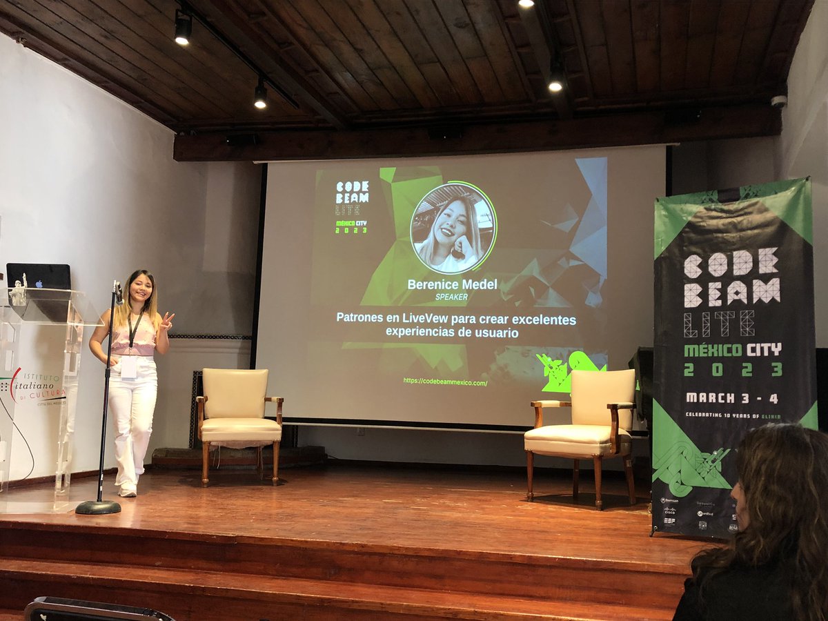 AnayeliMalvaez's tweet image. And now we continue with local talent speaking about patterns in #LiveView to build great UX by @bemesa21 @CodeBEAMLiteMX 🇲🇽💜💜💜
