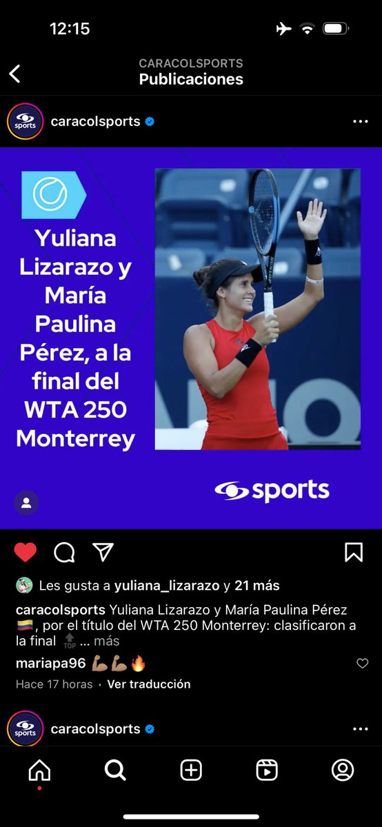 Muy contenta por esta final en un WTA 250 se vale seguir soñando. Barranquilla presente. 

<a href="/ChrisDaes/">Christian Daes</a>