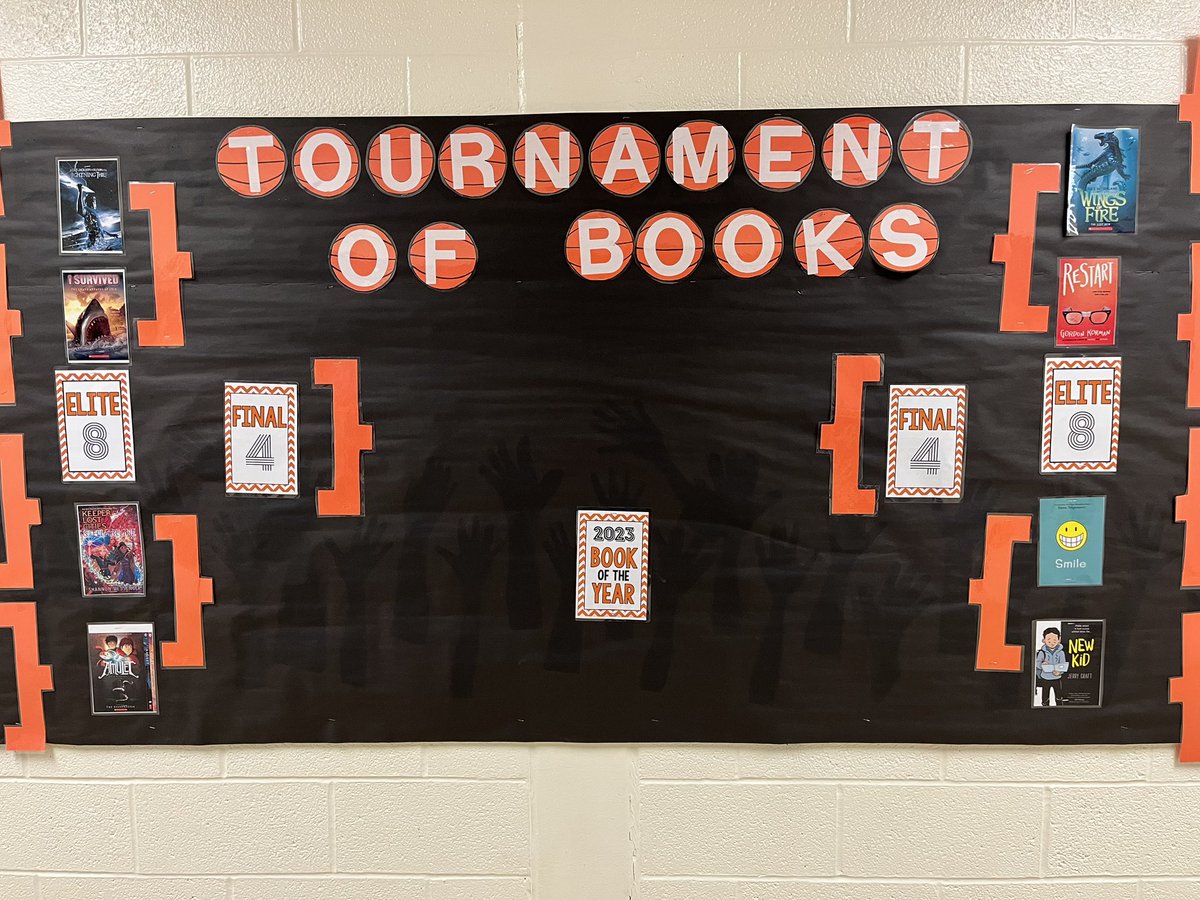 ChristineBarley's tweet photo. @CHESBulldogs Tournament of Books - Elite Eight - March Madness in full swing! Students reading and lobbying for their favorite book to move forward. @luvelleb @IthacaNYSchools @lsahasra1 @MaryEGrover https://t.co/mocW9xlzu2