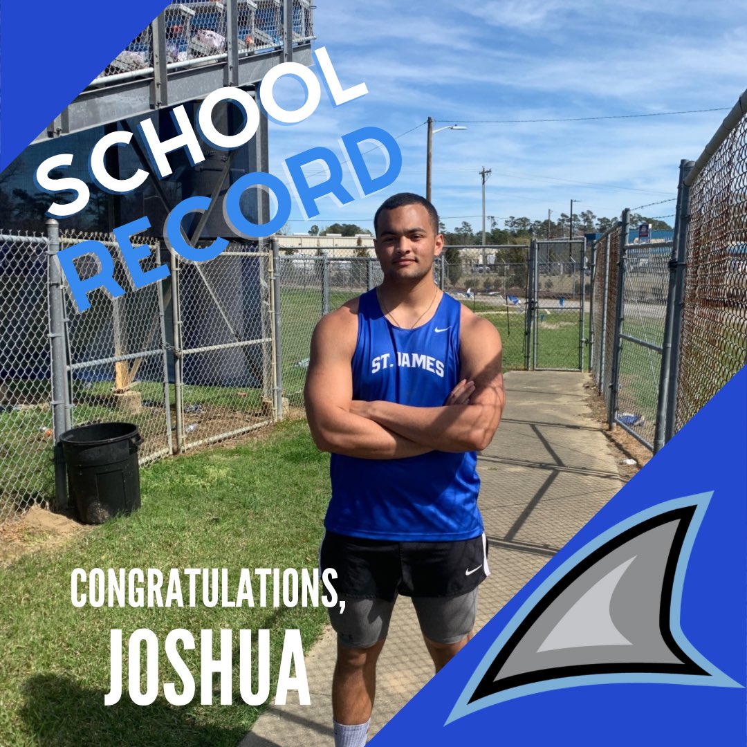 CoachScheuer's tweet photo. ATTENTION!!!!! NEW SCHOOL RECORD. @JSTERLING511 with a discus throw of 152’5” @St_James_Sharks #SharksTrack Congratulations Joshua Sterling https://t.co/BK02XbeqSG