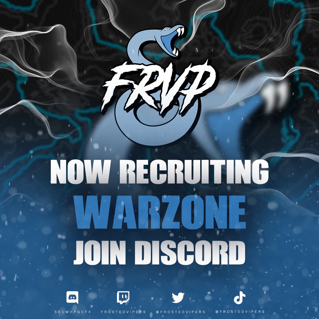 Tryouts for Warzone 2.0 are happening right now! Join discord to tryout! 

#FrVp #FrostedVipers #Warzone2 #recruiting