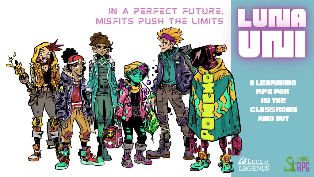 LuckLegends's tweet photo. School is a badly designed game - but it doesn't have to be!

Turn writing into joyous celebration with Luna Uni, a classroom-ready writing RPG where you play punk scientists in a perfect future, writing worlds together!

Funded in under 3; let's go STRETCH GOALS!

BACK 👇 https://t.co/8umPFwLtCz