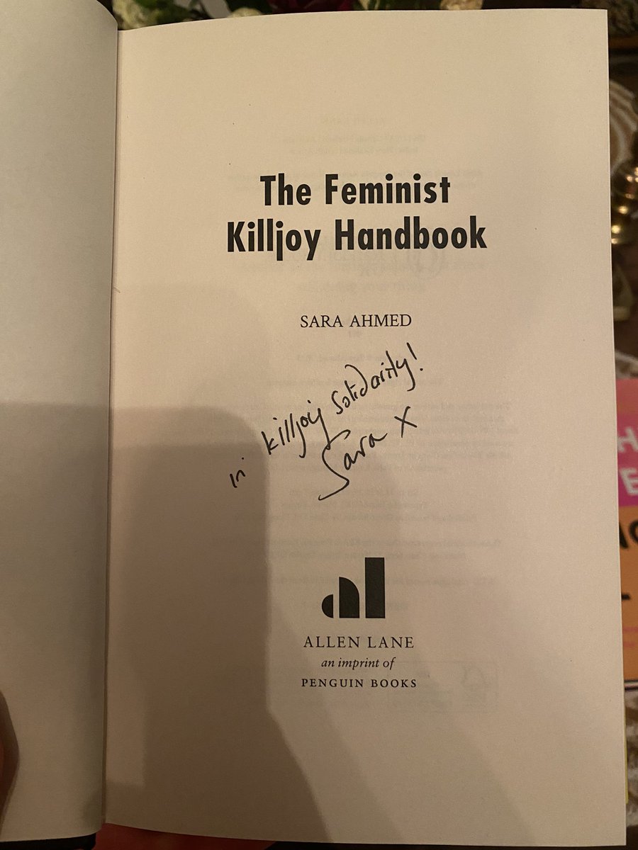 Went to go buy @SaraNAhmed’s new book only to get home and realised I’d  picked up a signed copy !!!!!😭😭😭 ah my life has peaked 😭😭#thefeministkilljoyhandbook #killjoysolidarity
