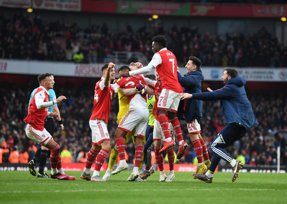 Putain de match ! Putain de victoire ✌️ Par contre les gars, pas tous les week-ends comme ça. Je ne tiendrais pas. 🤣 <a href="/Arsenal/">Arsenal</a> 
#topoftheleague