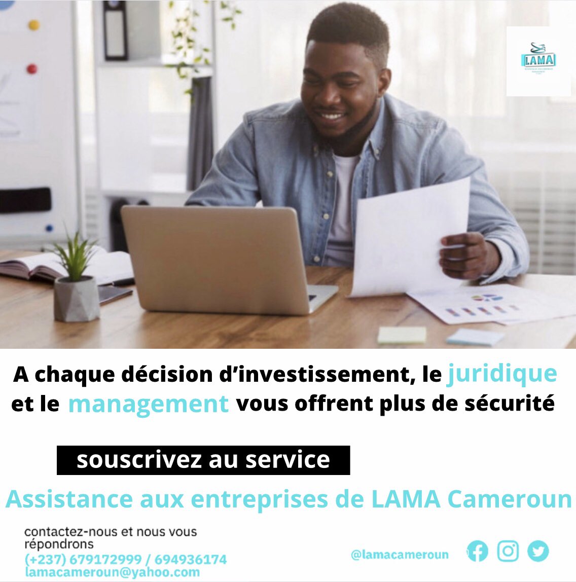 lamacameroun's tweet photo. Les relations en #entrepreneuriat c’est bien, l’accès aux #financements c’est très bien, mais avoir en plus des stratégies #juridiques et de #management est un atout incontournable pour limiter les #risques et réussir votre projet d’#investissement.

#développement
#lamacameroun https://t.co/tjSwQv9CwZ