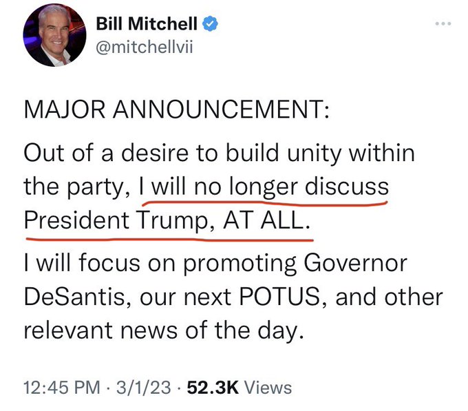 Bill Mitchell never keeps his word. The man is a scumbag who lies and grifts.