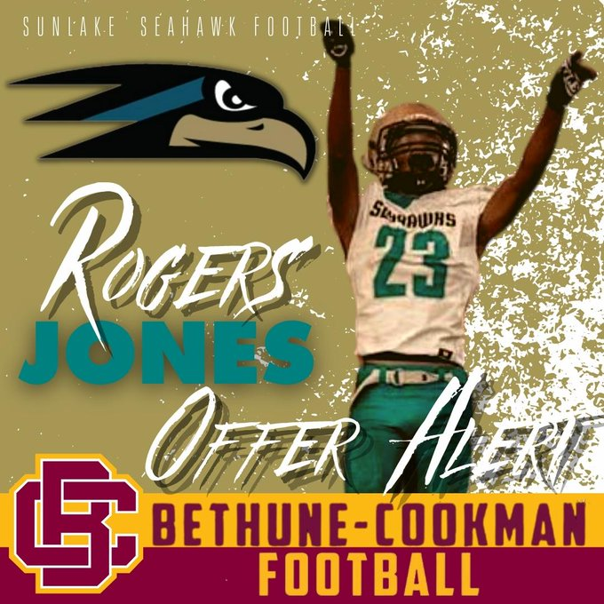 SLHSFBNextLevel's tweet photo. 🏈🏈 OFFER ALERT 🏈🏈Congratulations to 
@rogersjones_4 on his 1st D1 offer from @BCUGridiron! Well done!!!! @CoachBJHall5 @CoachWoodie @CoachDillard5 @CoachGerbino @Biggamebobby @Andy_Villamarzo @larryblustein @PrepRedzoneFL @FlaHSFootball @in_huddle #RecruitSeahawks https://t.co/EfjUIG81tS