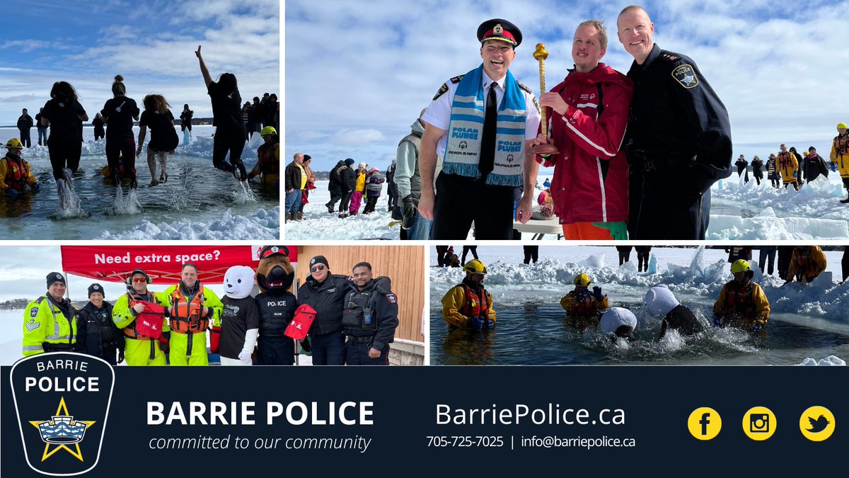 Barrie Police (@barriepolice) on Twitter photo Thank you to everyone who took part in today’s Polar Plunge for <a href="/SOOntario/">Special Olympics Ontario</a>! The sun came out and we had a great turnout! Thank you to everyone who donated, came out to watch or plunged! We’ve raised almost $18k of our $20K goal! polarplunge.ca/barrie #FreezinForAReason Thank you to everyone who took part in today’s Polar Plunge for <a href="/SOOntario/">Special Olympics Ontario</a>! The sun came out and we had a great turnout! Thank you to everyone who donated, came out to watch or plunged! We’ve raised almost $18k of our $20K goal! polarplunge.ca/barrie #FreezinForAReason
