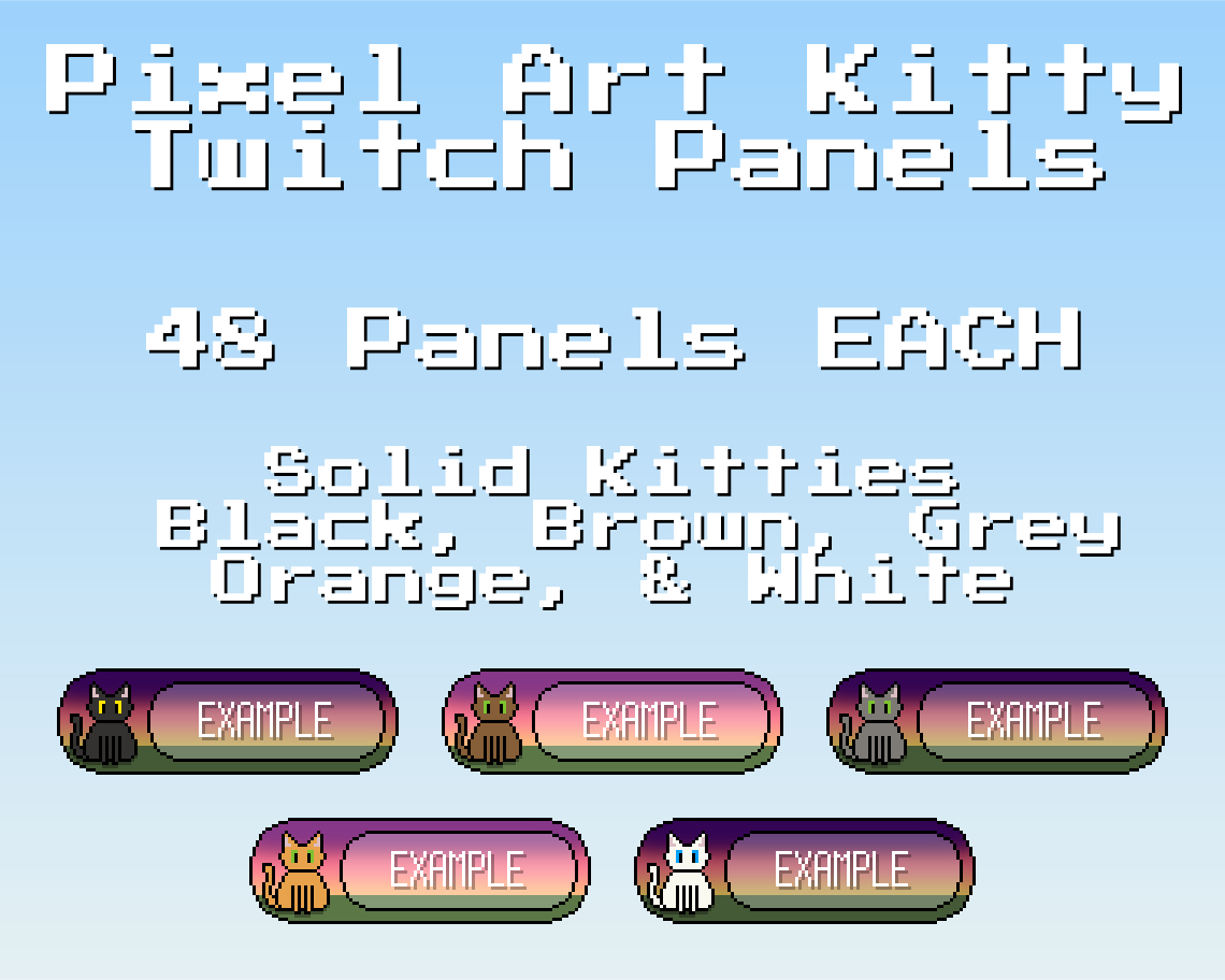 ConjuredCow's tweet photo. 12 Sets of Pixel Art Kitty Twitch Panels are NOW AVAILABLE on my Etsy! Available as a bundles or individually!
https://t.co/mUPYrs0Tly
#gfx #graphicdesign #graphicsdesign #graphics #twitchpanels #twitchgraphics #graphicsdesigner #graphicdesigner #twitch #procreate #digitalart https://t.co/Nz67DVP176