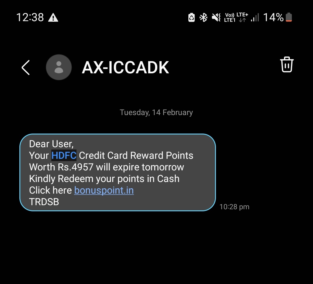 aashishindulkar's tweet photo. @HDFCBank_Cares 
Receiving this messages atleast once a week. https://t.co/R9Cgfqg6qU