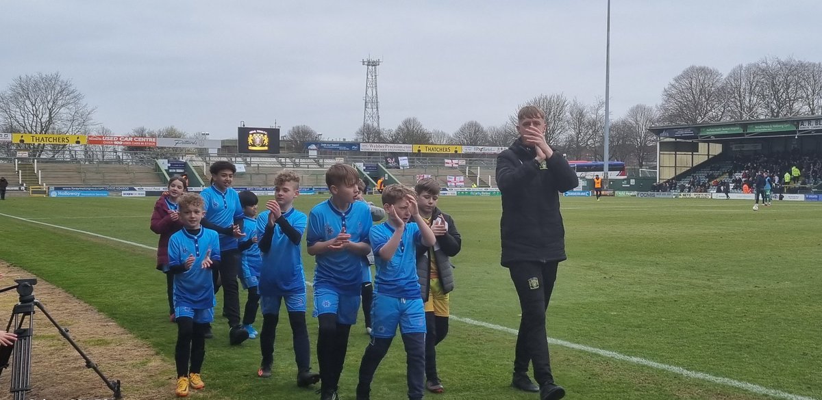 ManorCourtChard's tweet image. We are immensely proud of our U11 football team. Today, we had to replay a final at Huish Park. Sadly we lost, but the pupils gave 100%. They wore a new kit kindly designed and purchased by the captain's parents. Later, they did a lap of honour at the half-time Yeovil game 🌟